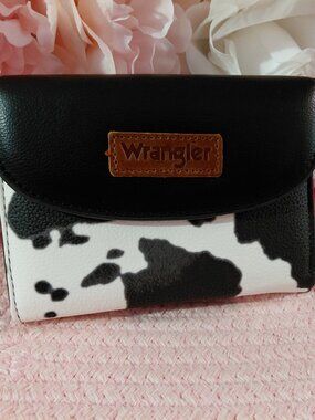 Wrangler Cow Print Wallet Slim Trifold Clutch Wallet